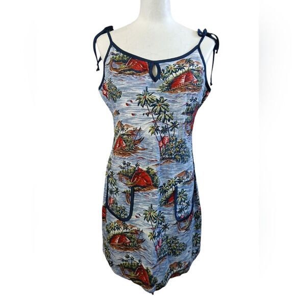 Vintage Tropical  Hawaiian Print Dress Size 9/10 VINTAGE TAG Fits S/M - Picture 1 of 7